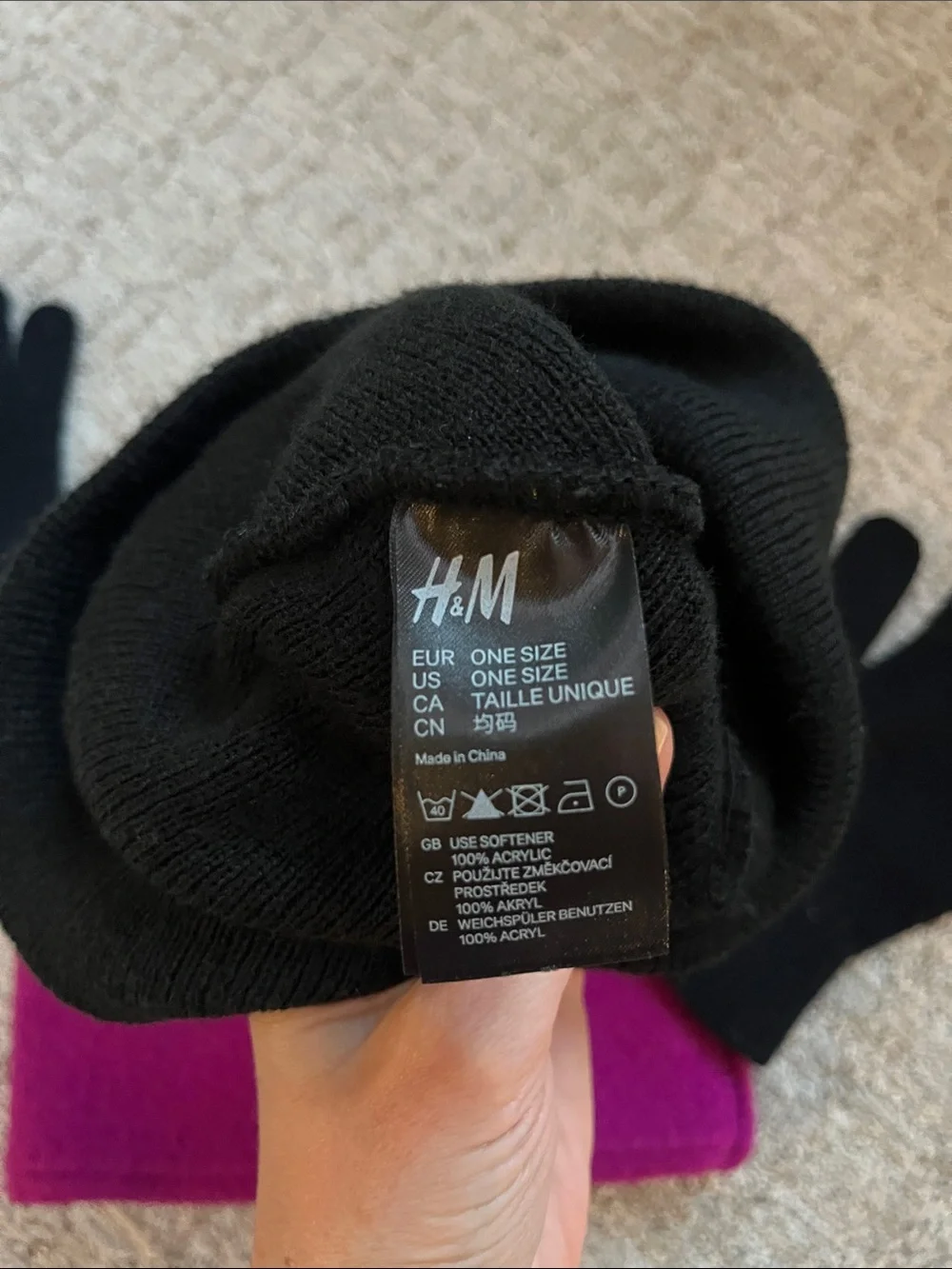 Winter Bundle! Turtle Fur Magenta Neck Warmer + Black Hat and Gloves